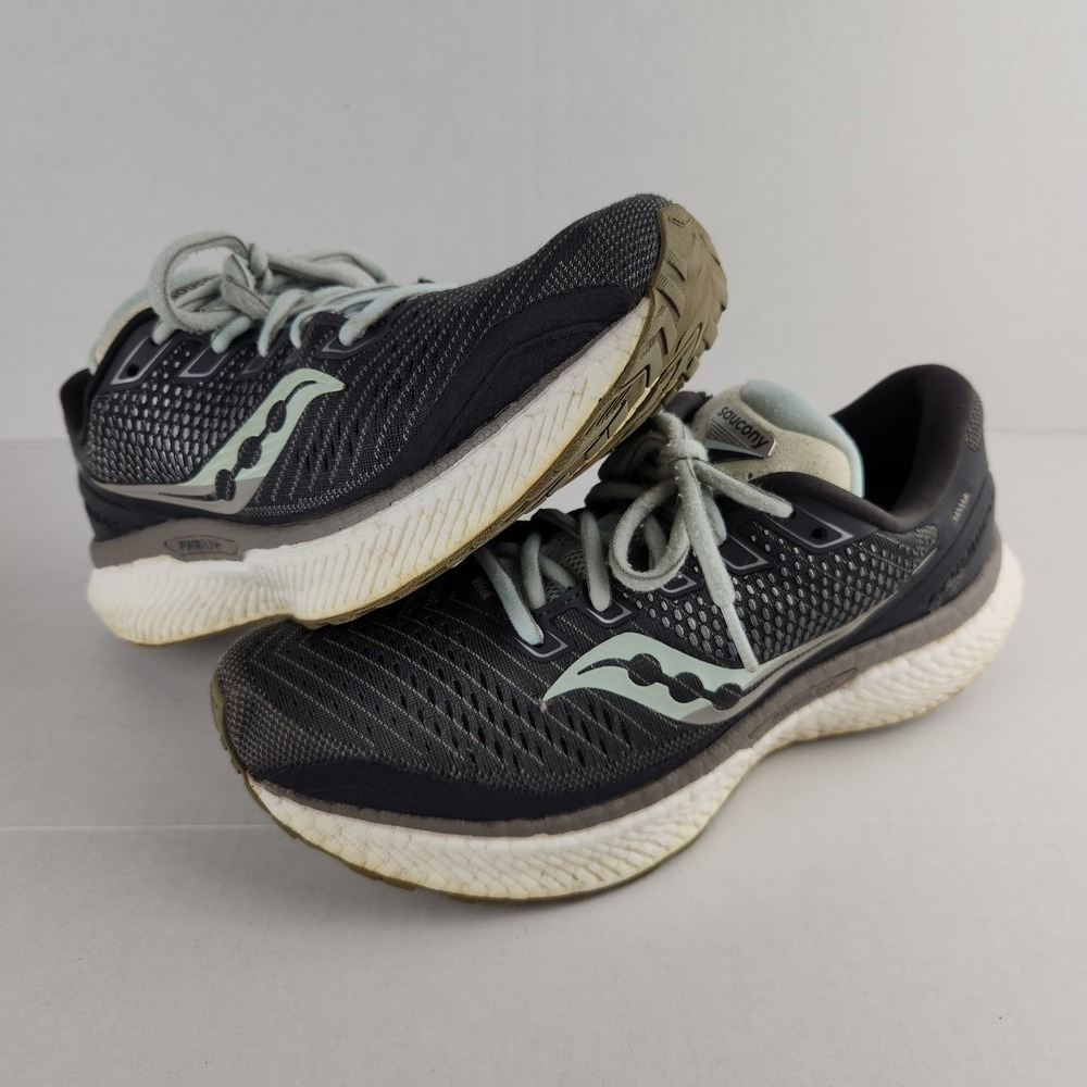 Saucony Triumph 19 Running Shoes Women's 8 Black Green Trainer Sneakers